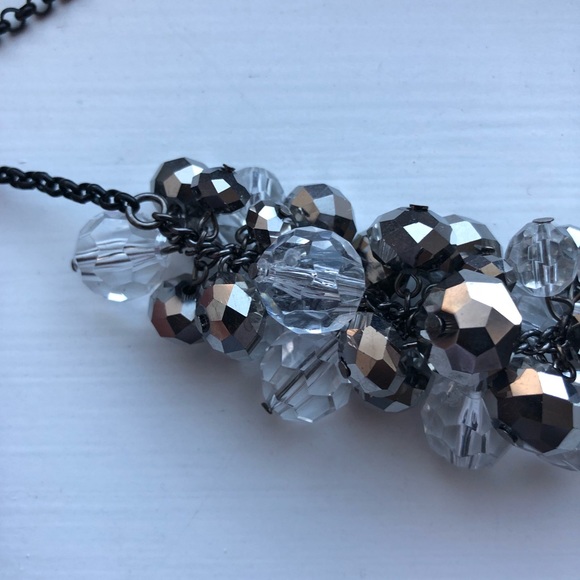 Gunmetal & silver baubles bib necklace - Picture 3 of 6